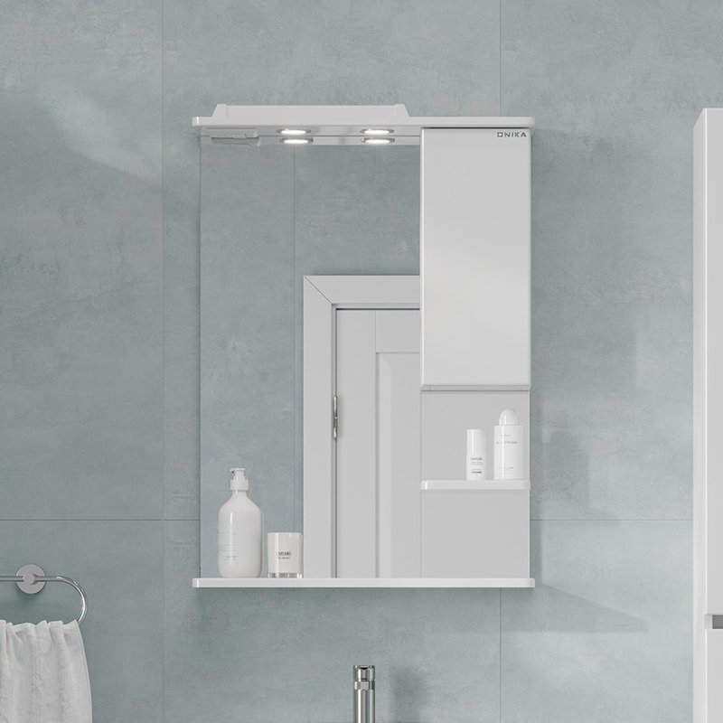 Зеркало со шкафчиком Onika Элита 60.01 R свет, белый