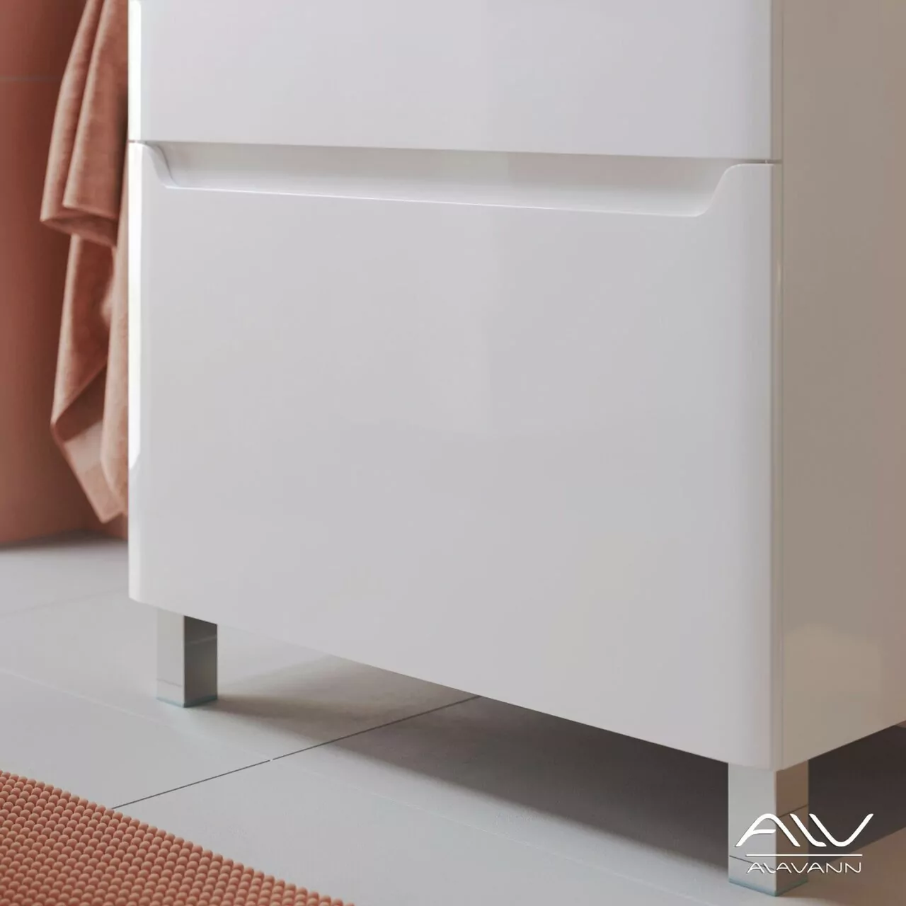 Тумба напольная Alavann Lana 80 с раковиной Q 80, белая