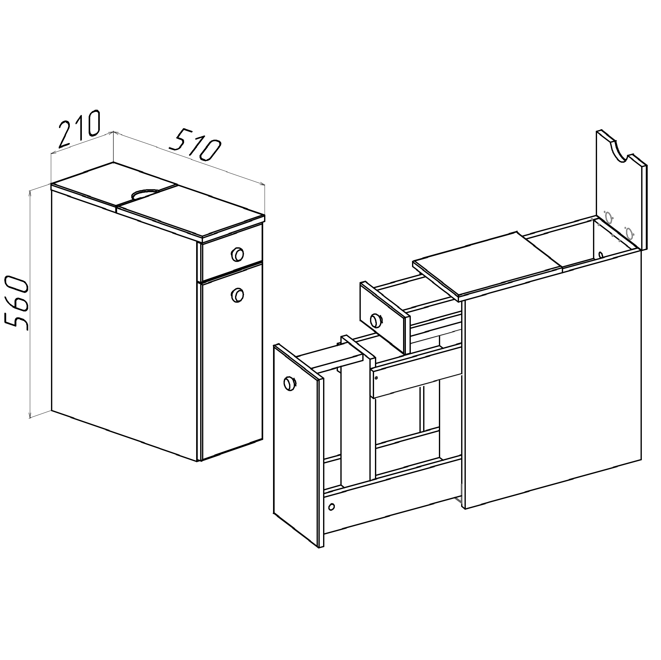 Тумба-комод Runo Комбо 21 белый