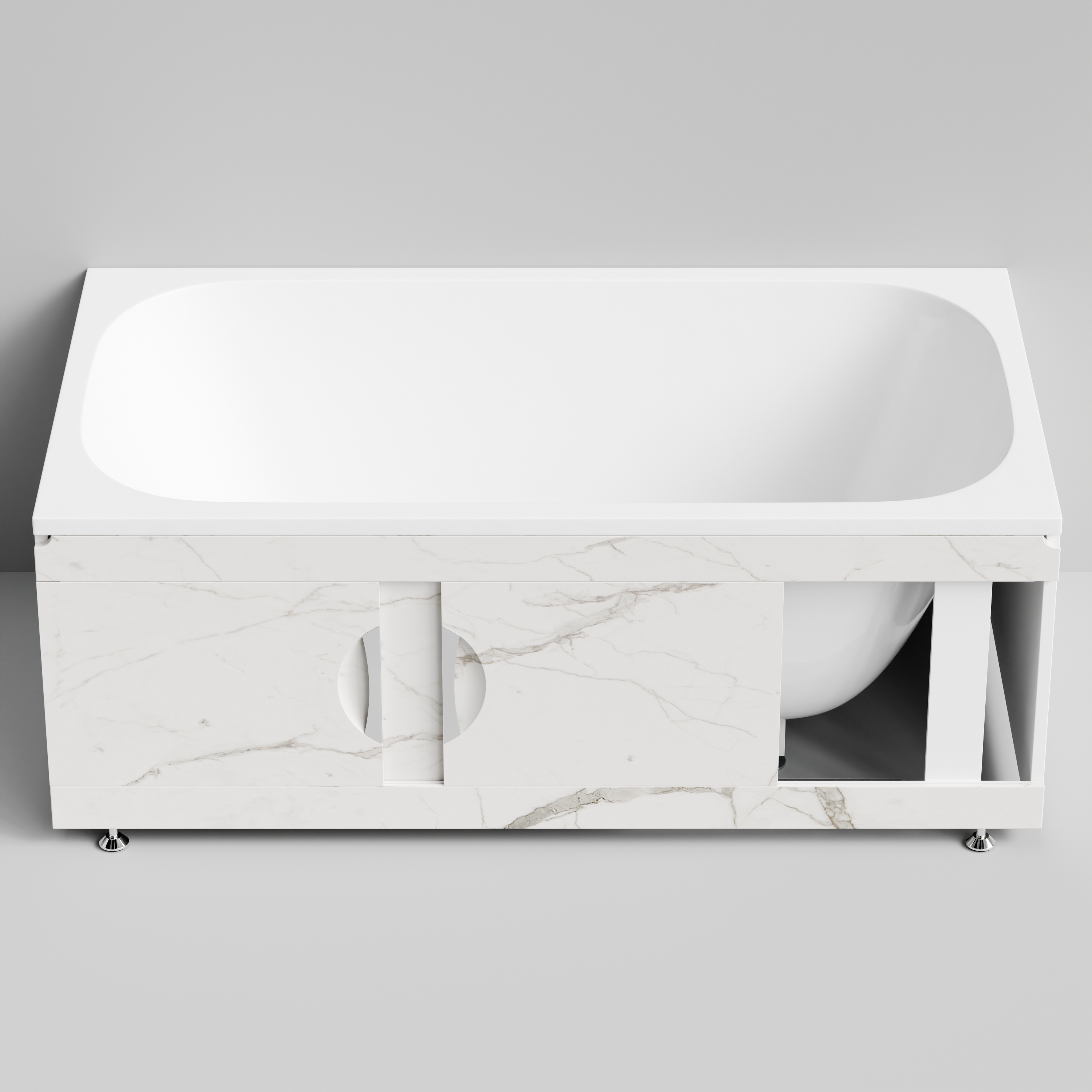 Экран под ванну Vod-ok Топ 150 раздвижной Мрамор Белый натур милк