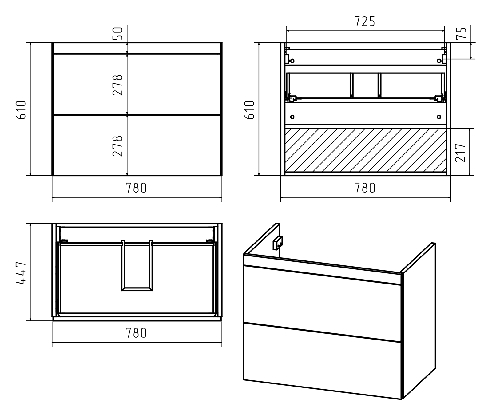 Тумба с раковиной Misty Атлантик 80 подвесная, белый