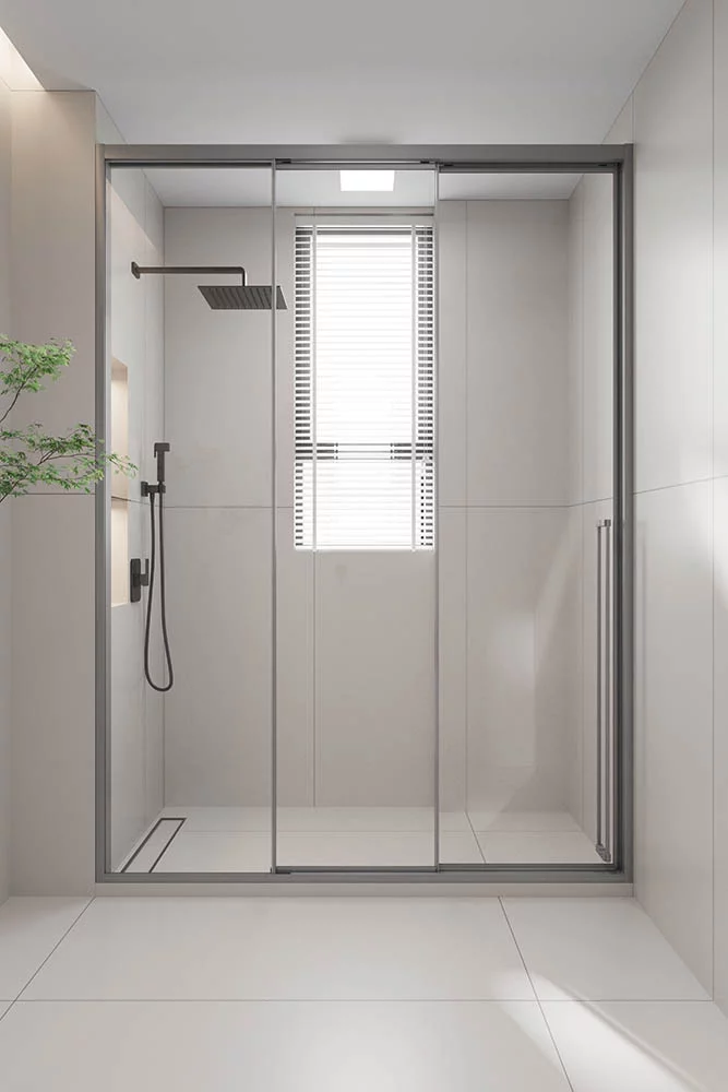 Душевая дверь раздвижная Veconi Premium Prato 300 GR-L, 1700х2000, графит брашированный, стекло прозрачное