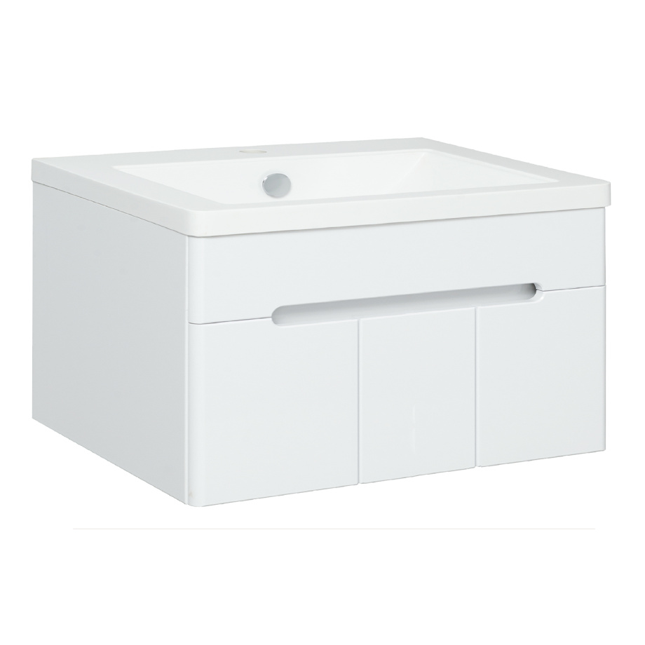 Тумба подвесная Runo Парма 75 3 двери, с раковиной Omega 75, белый