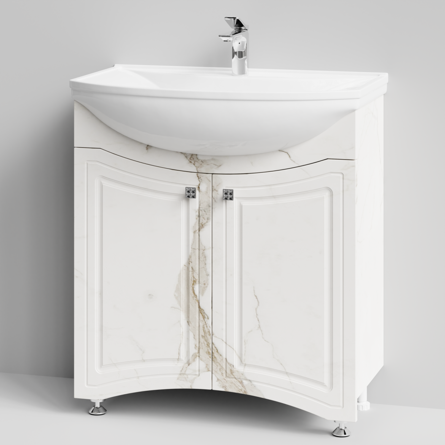 Тумба с раковиной Адам 75 напольная, Мрамор Белый натур милк