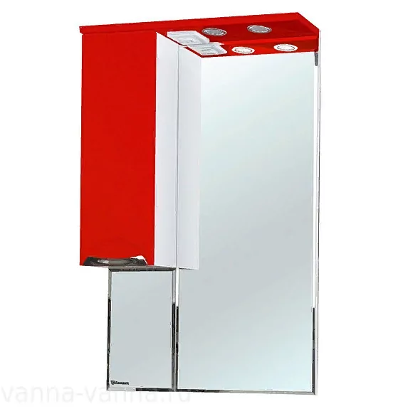 Зеркало с шкафчиком Bellezza Альфа 55 L свет, красный