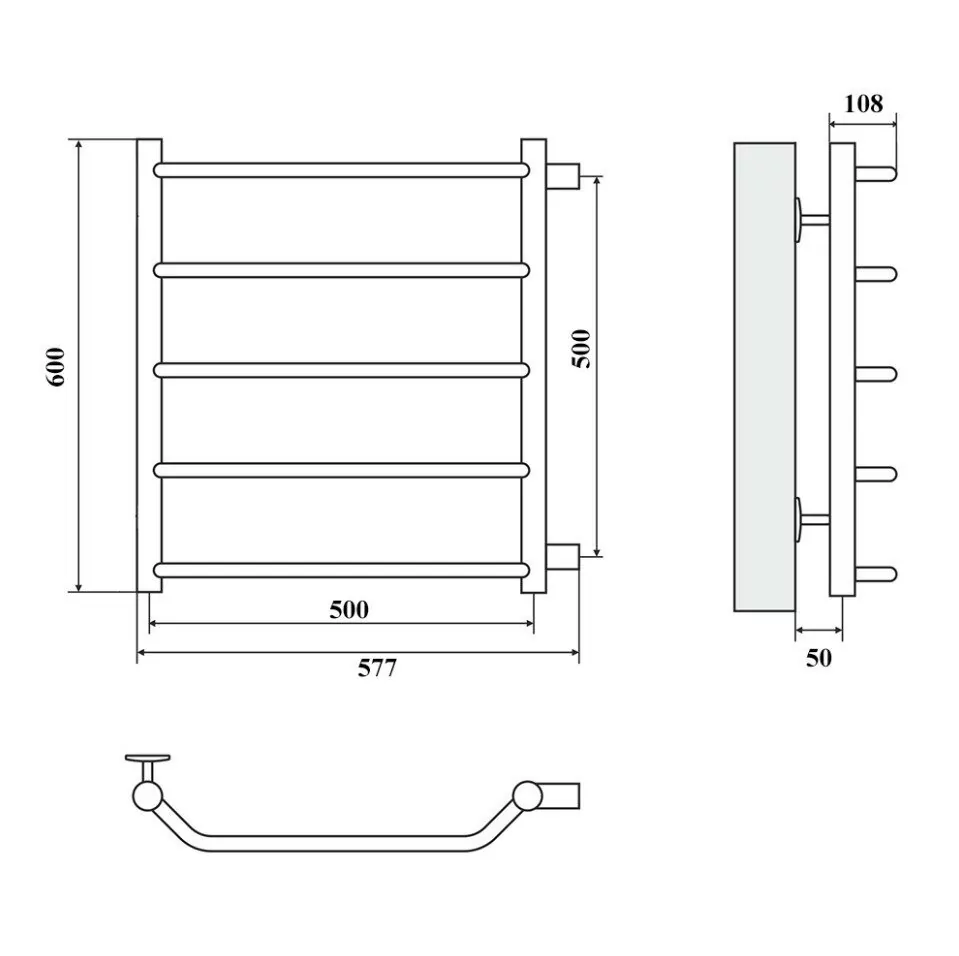 Полотенцесушитель водяной Domoterm Лаура П5 500х600-500 хром