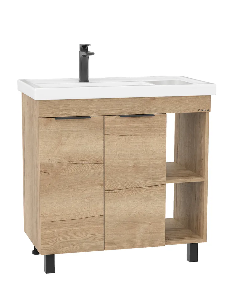 Тумба с раковиной Onika Легран 80 напольная, дуб галифакс