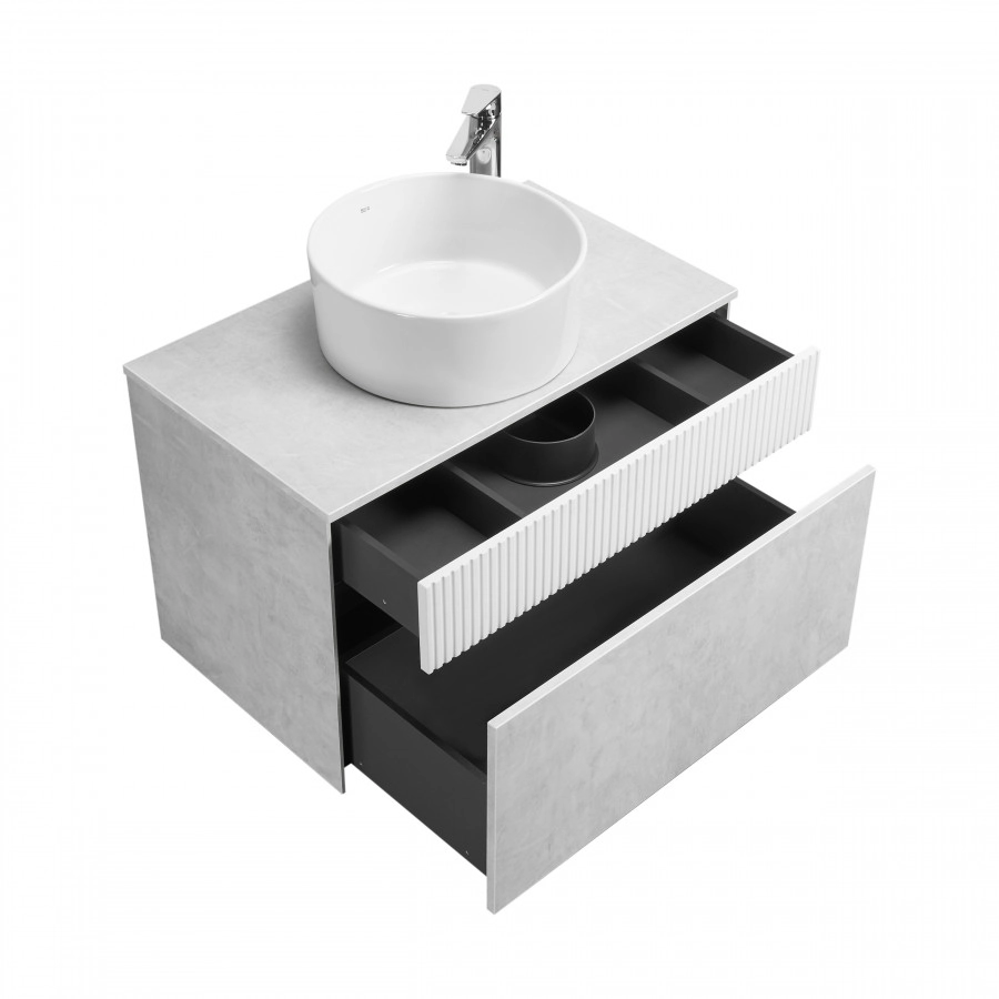 Тумба Aquaton Марбл слэйт 80 с раковиной MILA 40х40, белый матовый