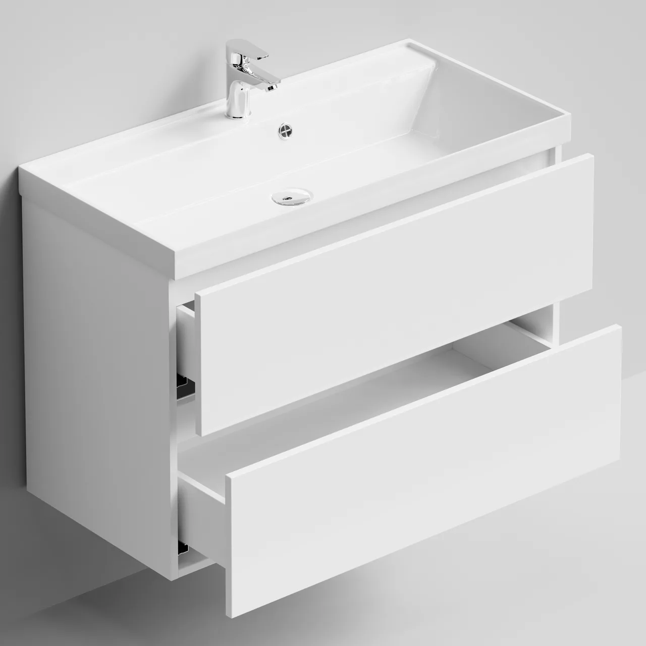 Тумба подвесная Vod-ok Бест 90 с раковиной Classica, белая + 13 цветов