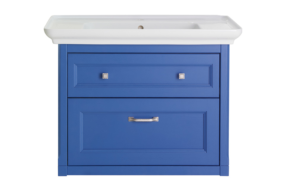 Мебель для ванной ASB Woodline Толедо 85 комплект, подвесной, синий, хром