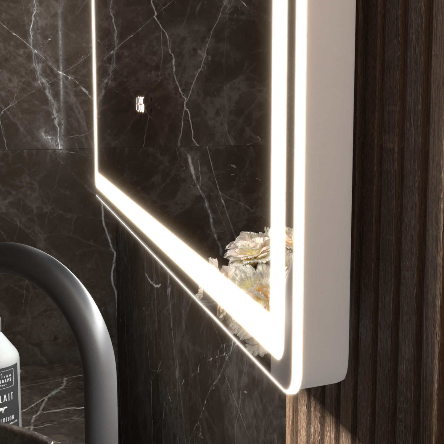 Зеркало Vigo Roberta Luxe 80 свет, сенсор, часы, антизапотевание