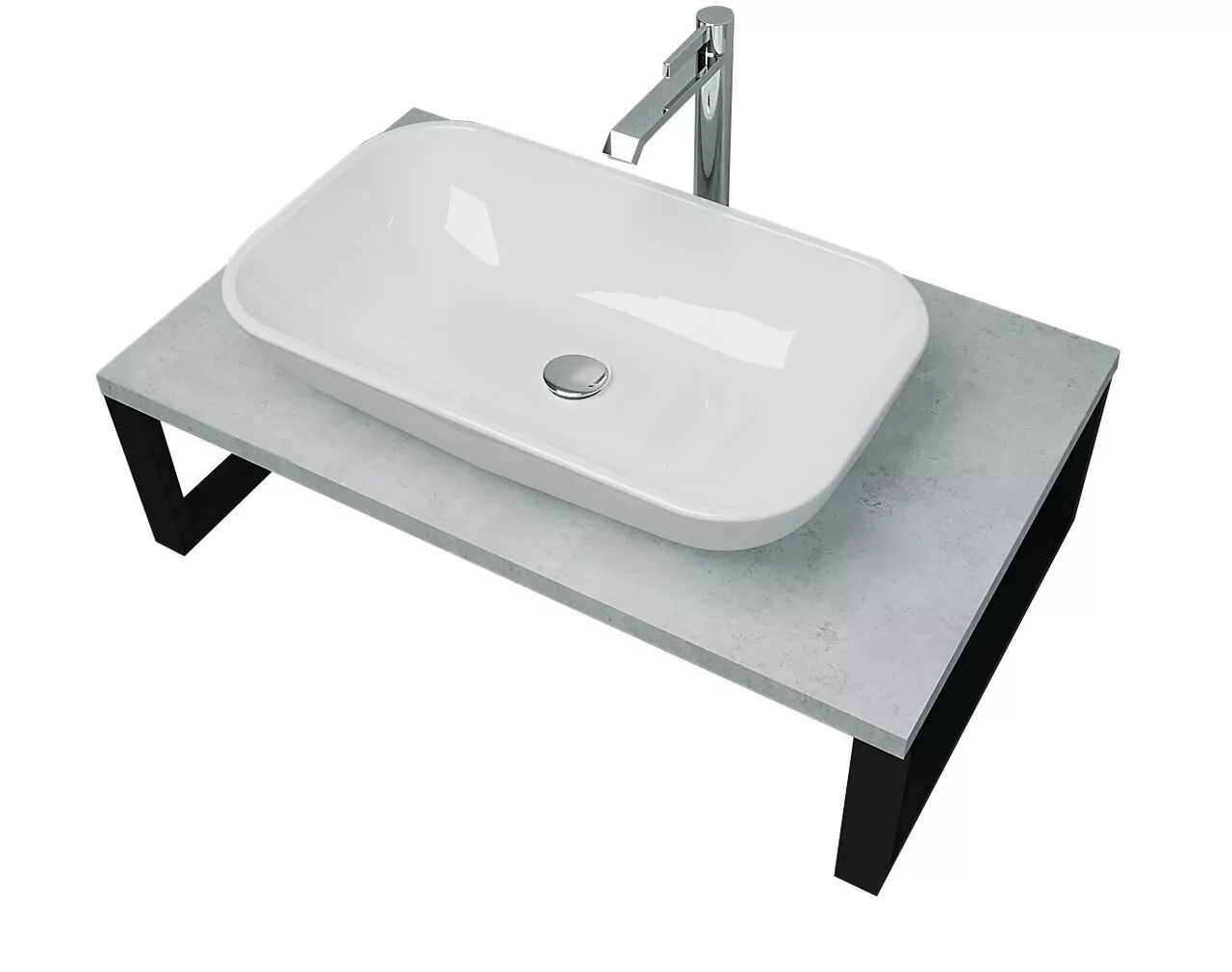 Столешница под накладную раковину 1Marka Grunge loft 80 на кронштейнах, бетон светлый