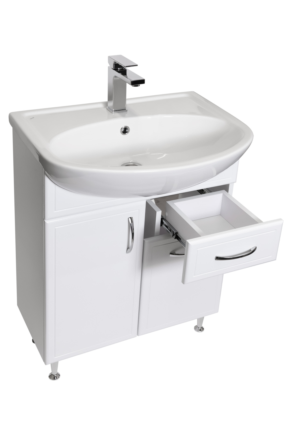 Тумба с раковиной Stella Polar Концепт 60 напольная, с ящиком, белая