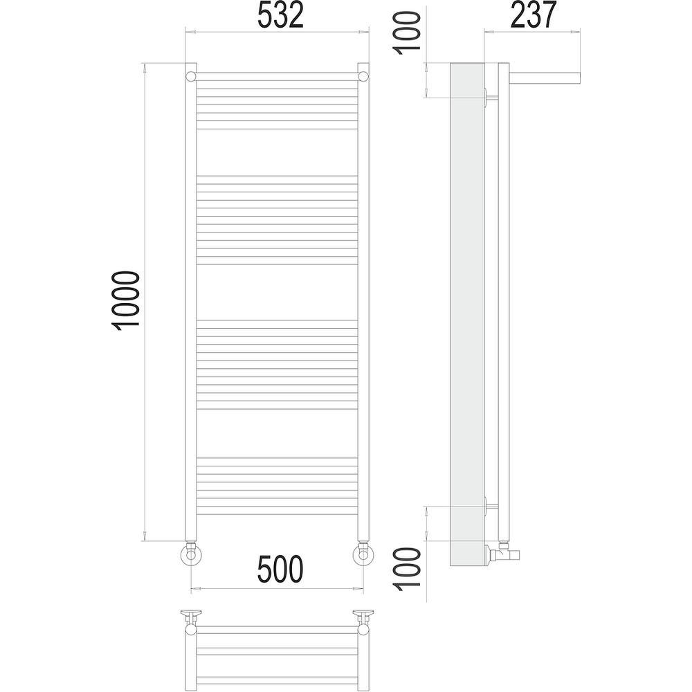 Полотенцесушитель водяной с полкой Terminus Аврора П20 50х100