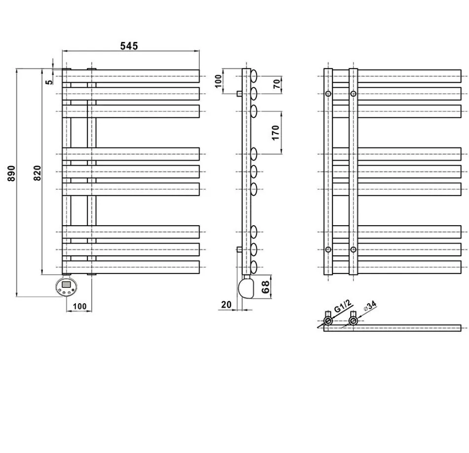 Полотенцесушитель электрический Domoterm Гамма П7 500х780 EL левый, белый матовый