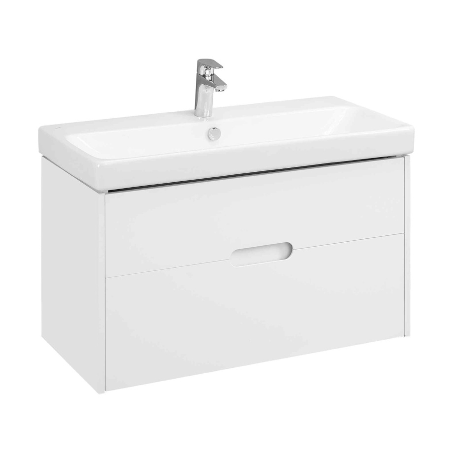 Тумба Aquaton Оливия 90 с раковиной Адриана 90 подвесная, 2 ящика, белый матовый