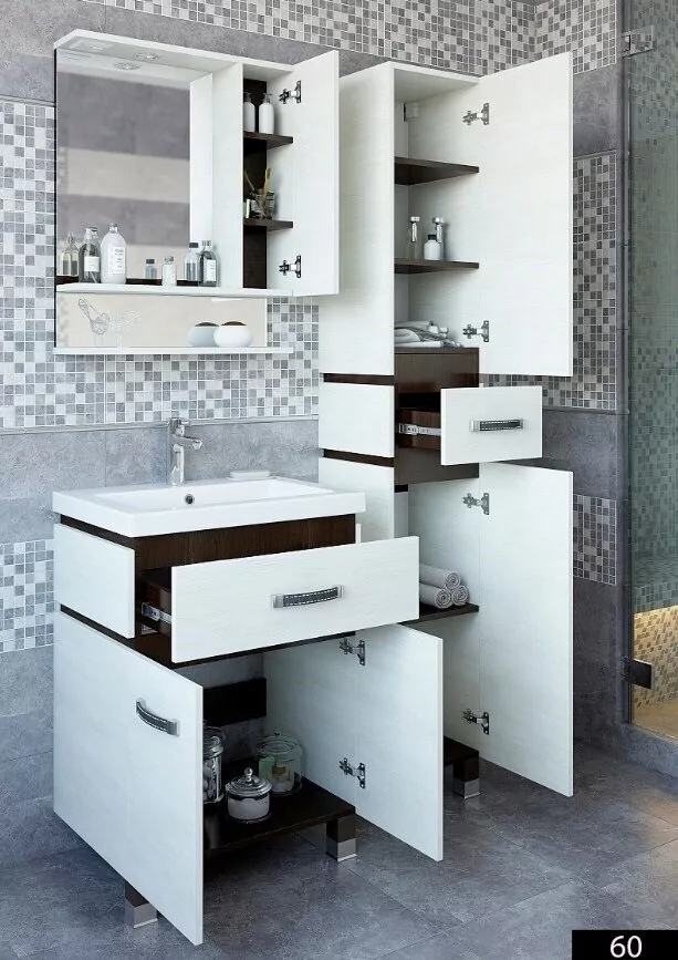 Зеркало-шкаф Sanflor Техас 60 R свет, 2 полки, северное дерево светлое