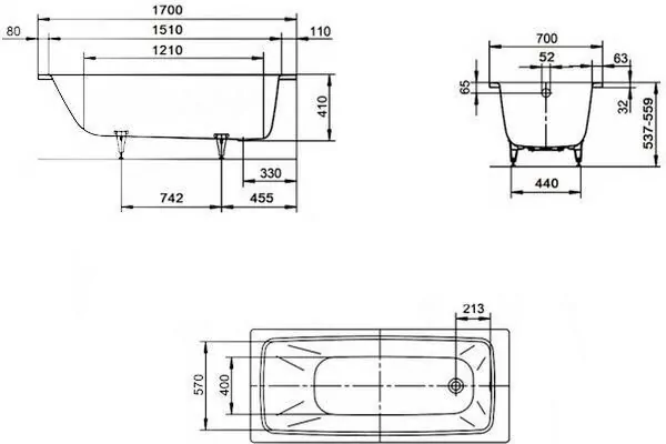 Ванна стальная Kaldewei Cayono 170x70