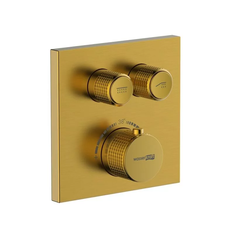 Смеситель с переключателем WasserKraft Aisch 5548 Thermo встраиваемый, на 2 выхода, с термостатом, матовое золото