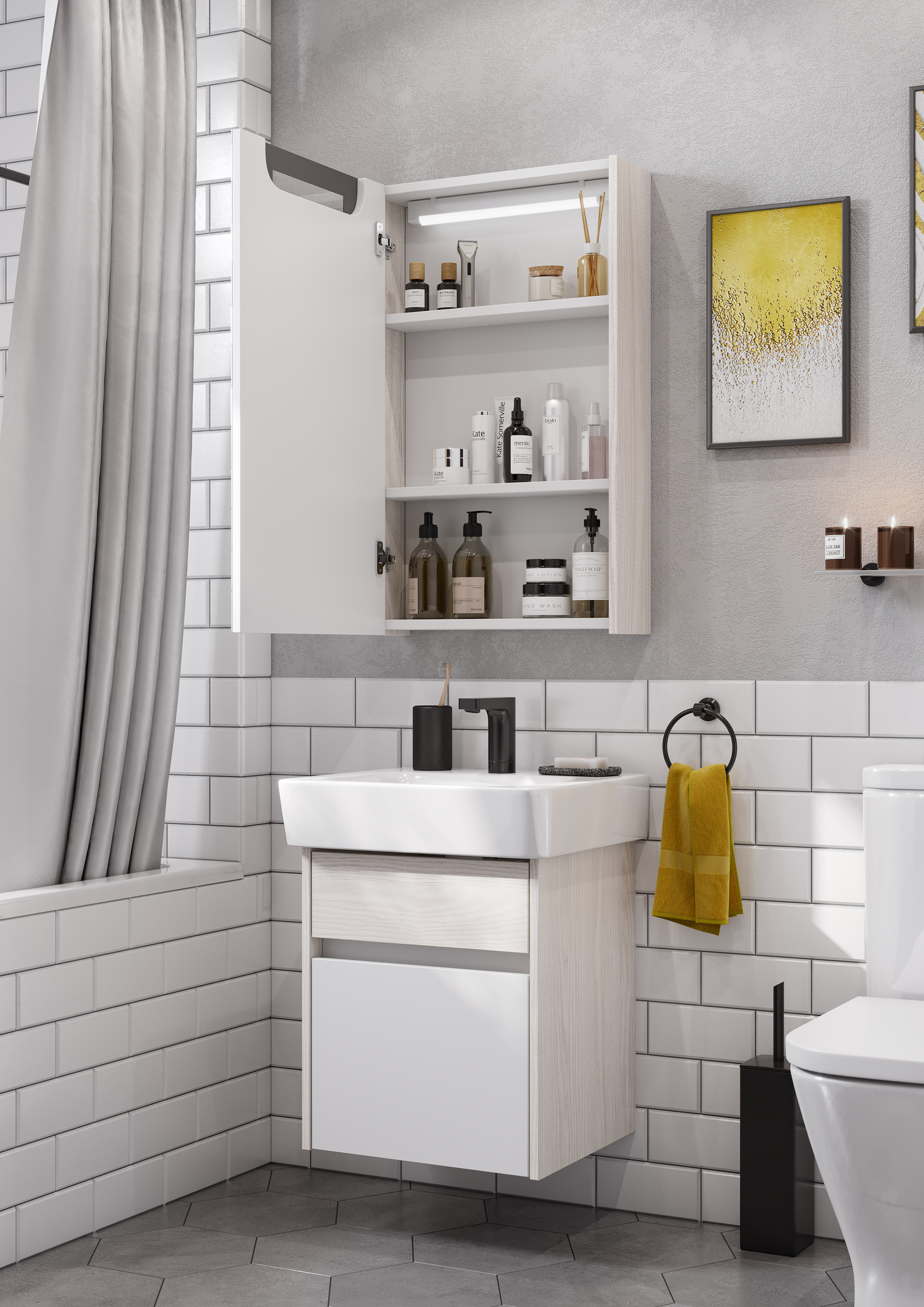 Зеркало-шкаф Aquaton Верди 50 L левый, свет, ясень