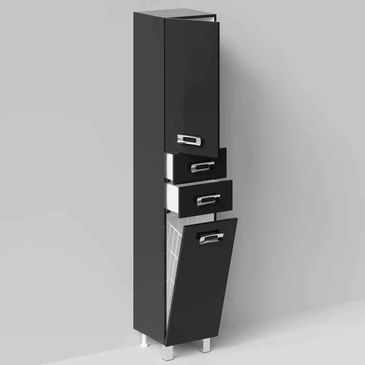 Пенал Vod-ok Орландо 35 L/R напольный с корзиной, черный от магазина Vanna-Vanna.ru!