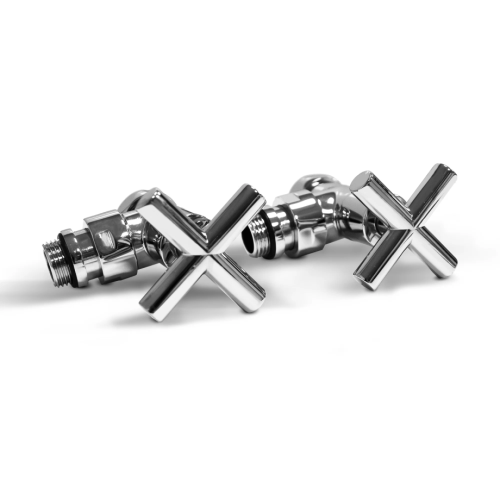 Кран для полотенцесушителя / вентиль угловой Energy, 1/2'' - 3/4'', цвет хром, ручка крест - 2 шт. от магазина Vanna-Vanna.ru!