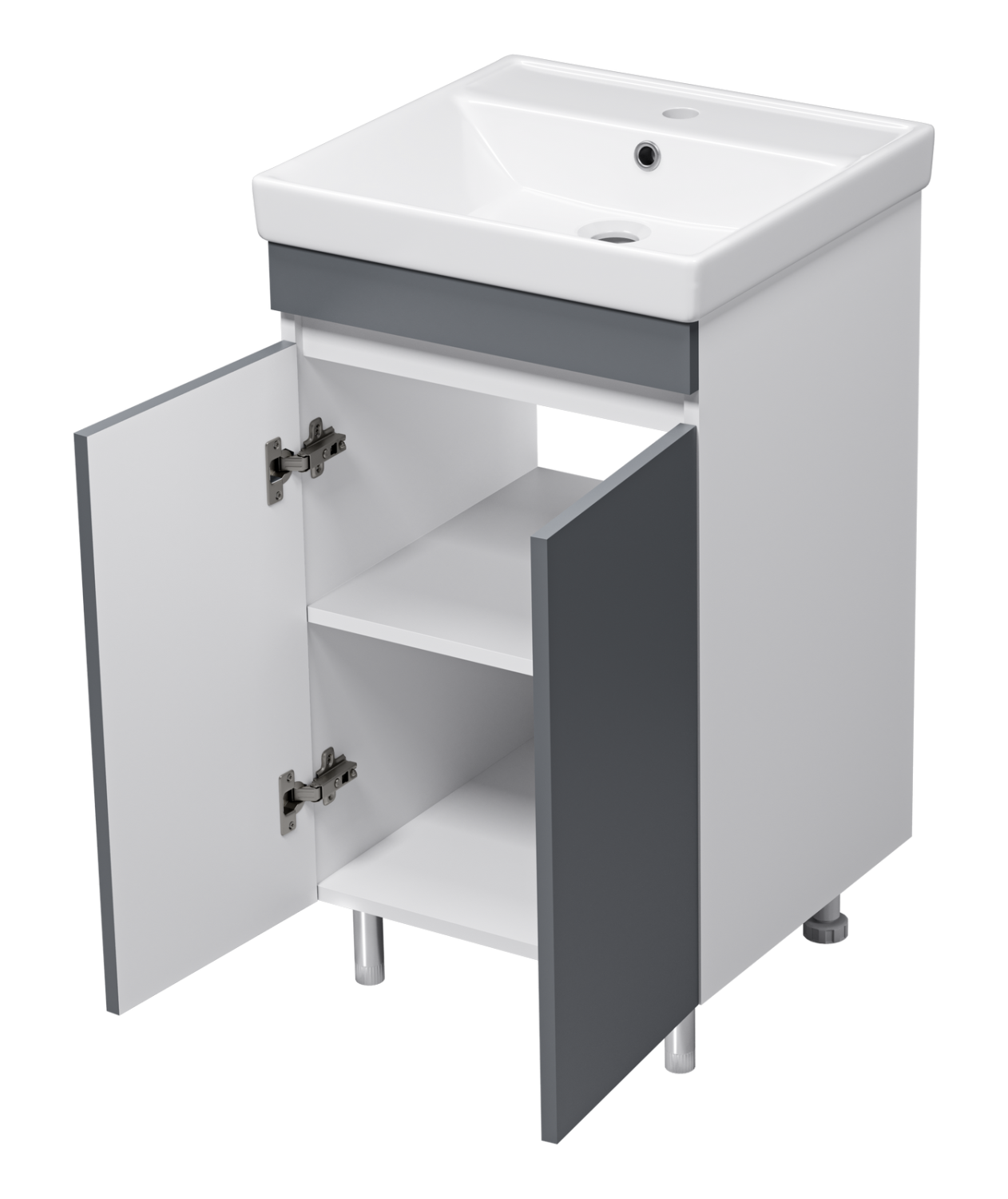 Тумба Misty Майна 50 с раковиной Como 50, напольный, графит/белый