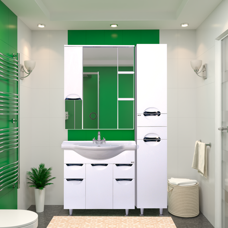 Пенал Misty Орхидея 35 напольный, с бельевой корзиной, R, белый