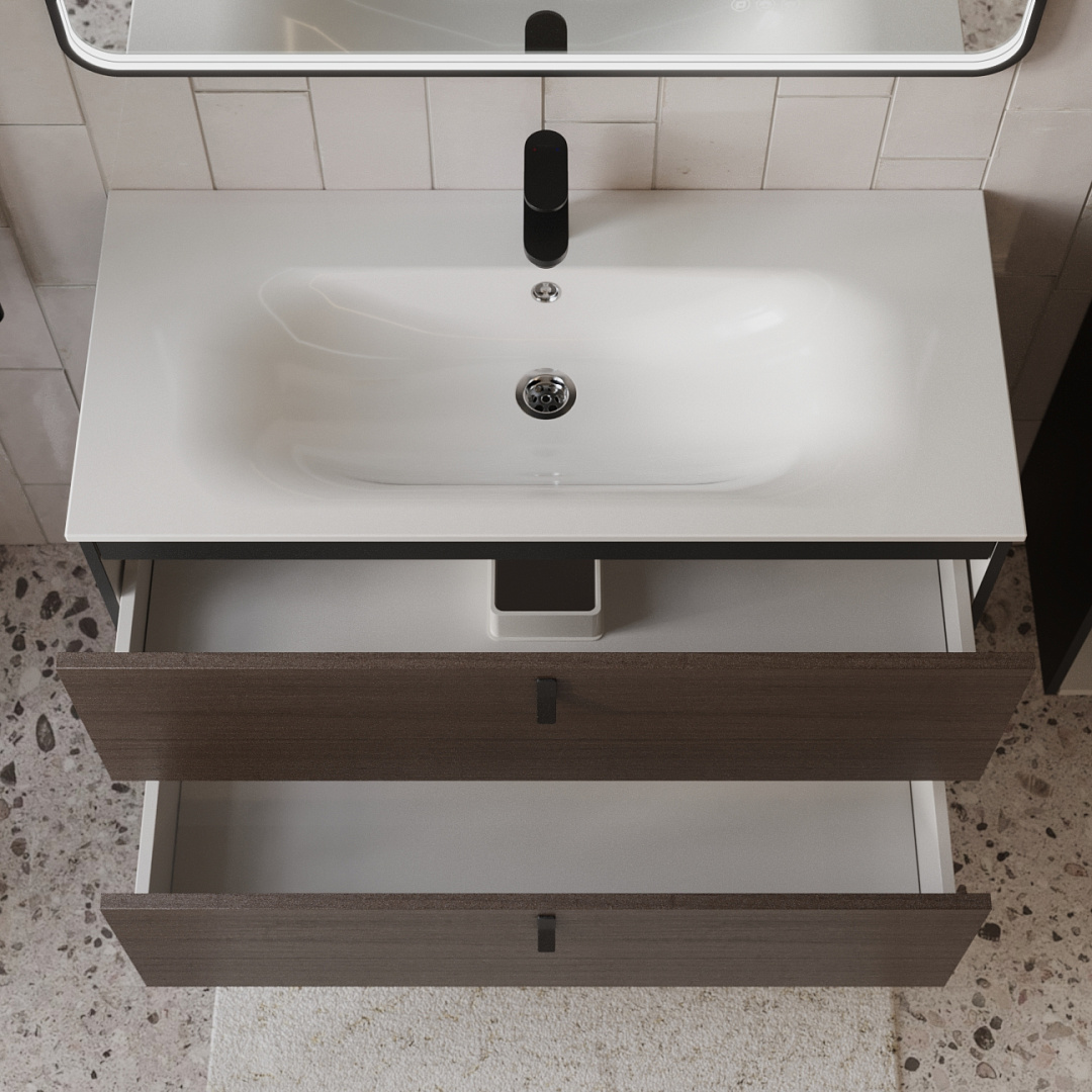 Тумба с раковиной подвесная (100 см) Terminus Kontur KON101002200001O, венге/графит