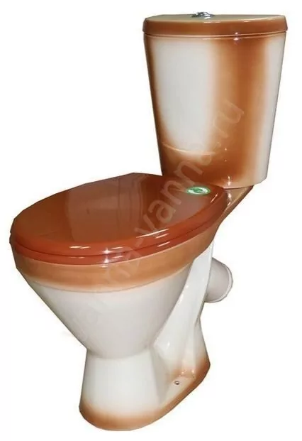 Унитаз Rosa Элегант напольный, компакт, с косым выпуском, коричневый
