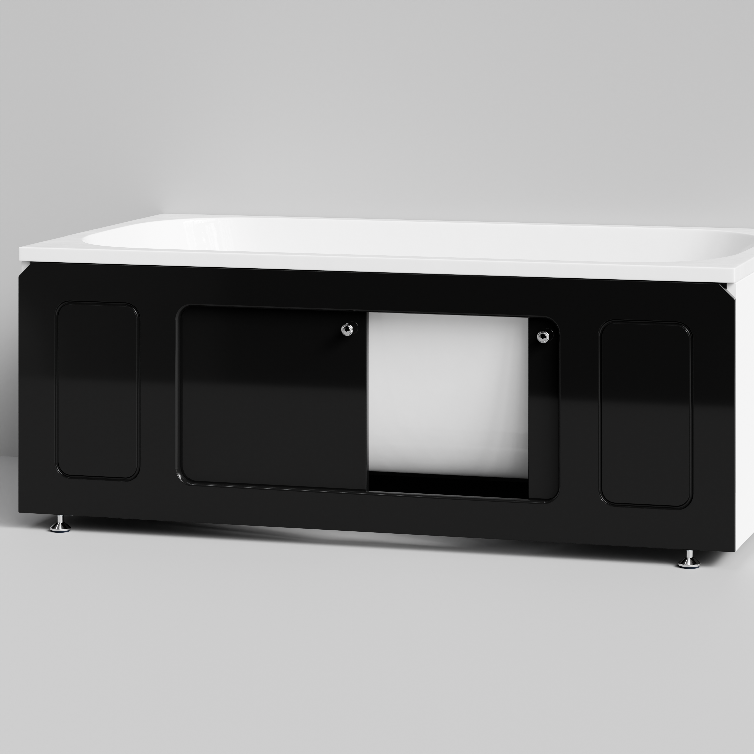 Экран под ванну Vod-ok Лидер 150 раздвижной Черный глянец