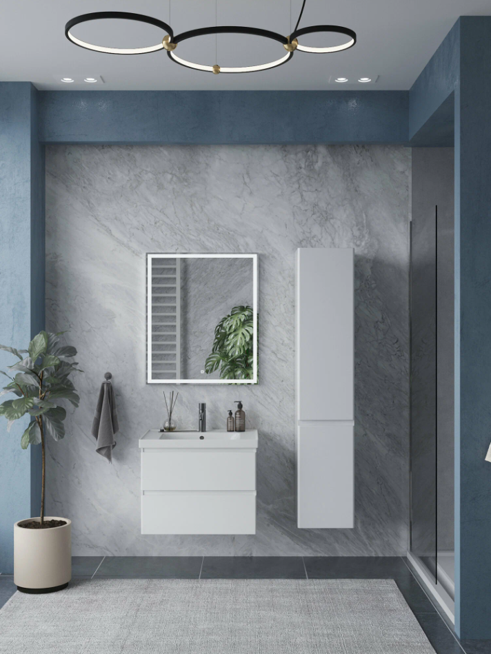 Тумба подвесная SanStar Riana 70 с раковиной Грейс 70 (комплект), белая