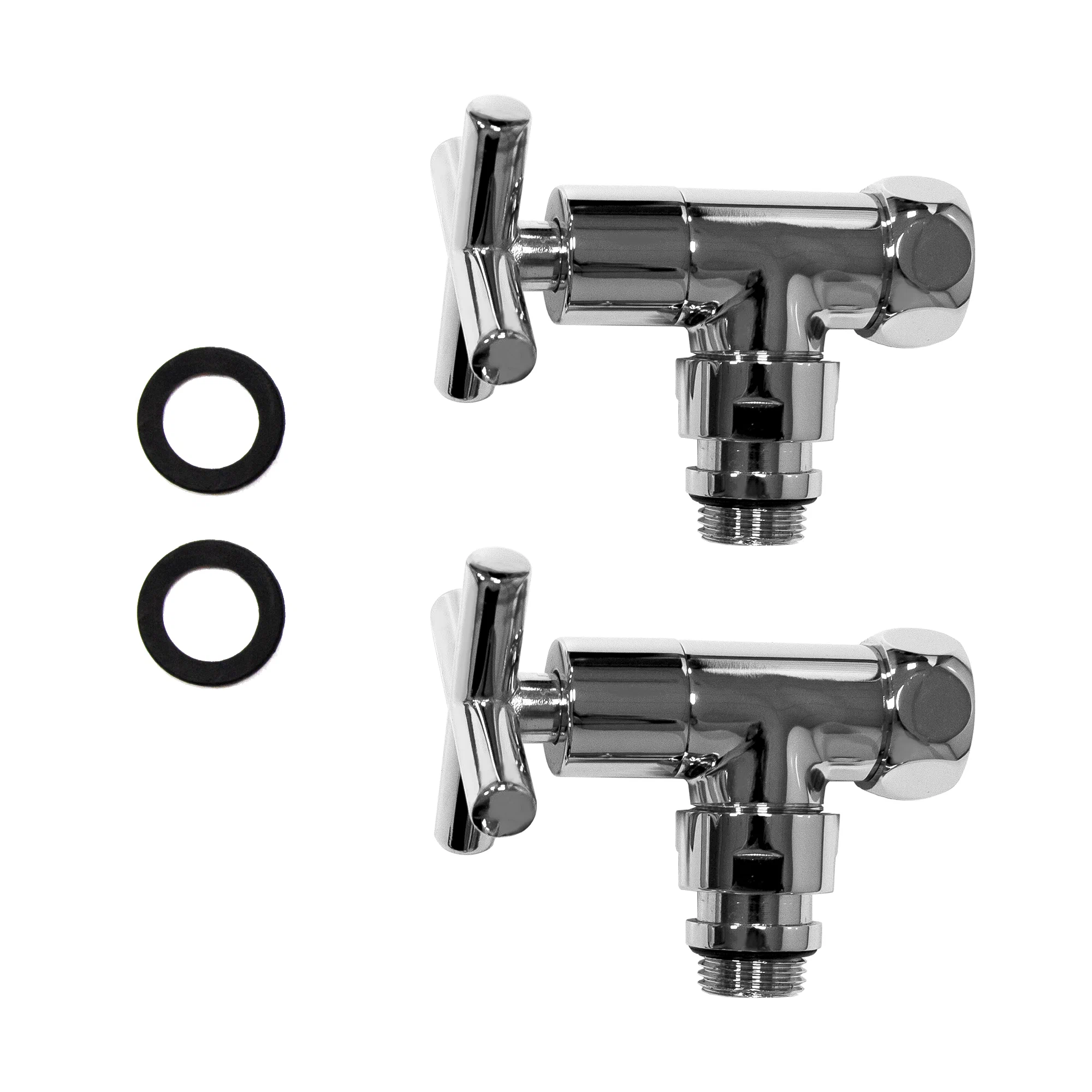 Кран для полотенцесушителя / вентиль угловой Energy, 1/2'' - 3/4'', цвет хром, ручка крест - 2 шт.