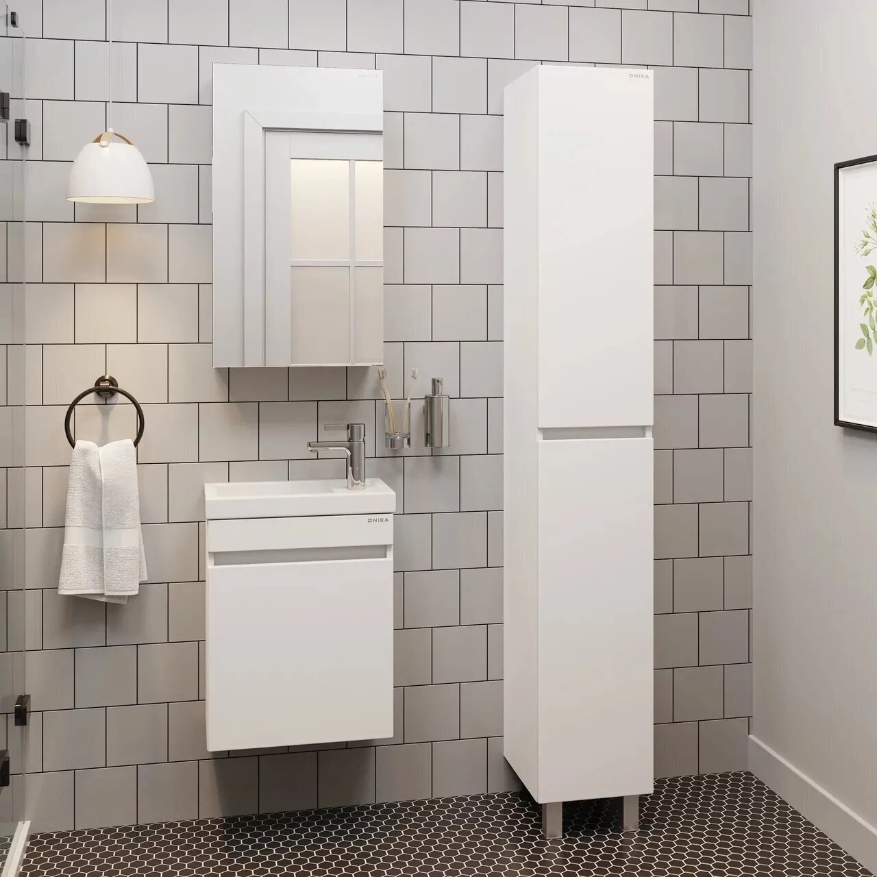 Тумба с раковиной Onika Милтон 45 подвесная, белый