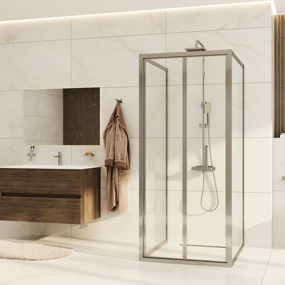 Душевой уголок WasserKraft Weser 78F43 90х90 квадратный, без поддона, прозрачное стекло, серебристый