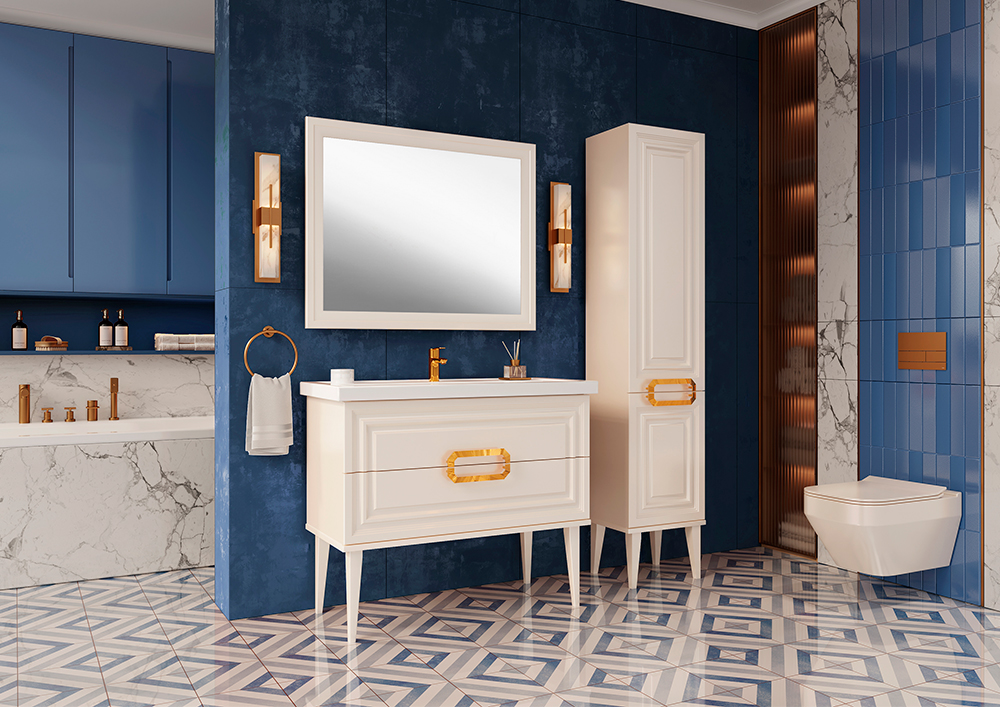 Пенал ASB Woodline Летиция 40 R напольный, белый, ручки золото