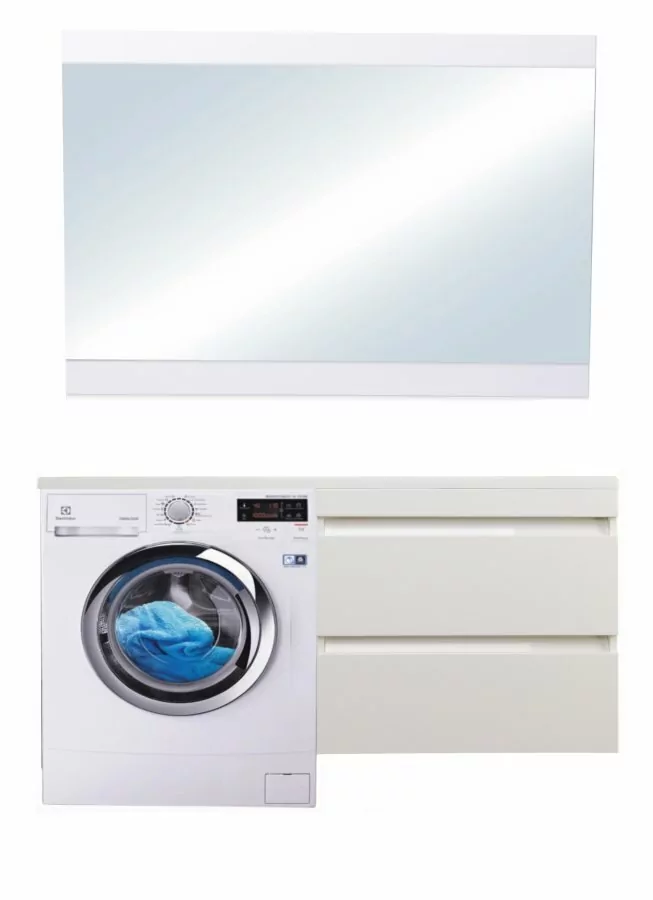 Тумба подвесная Style Line Даллас 150 люкс plus ПВХ с раковиной Даллас 150 под стиральную машину, 2 ящика, правая, белая