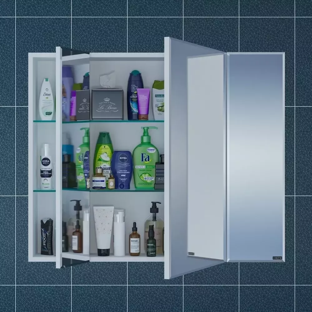 Зеркало-шкаф Санта Стандарт 90 трельяж, белый