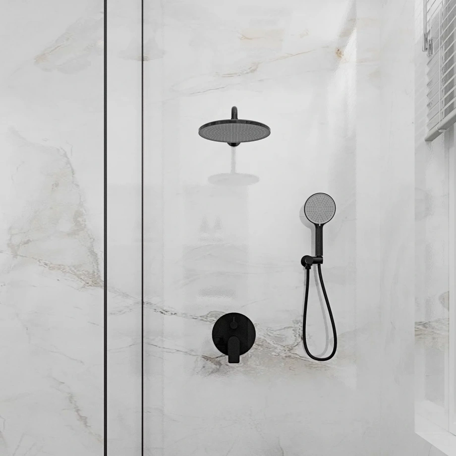 Встраиваемая душевая система Veconi LICATA LI-400-B-C4, Чёрный матовый