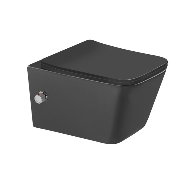 Унитаз - биде SantiLine SL-5007T-MB/BD подвесной, безободковый, с микролифт, черный матовый