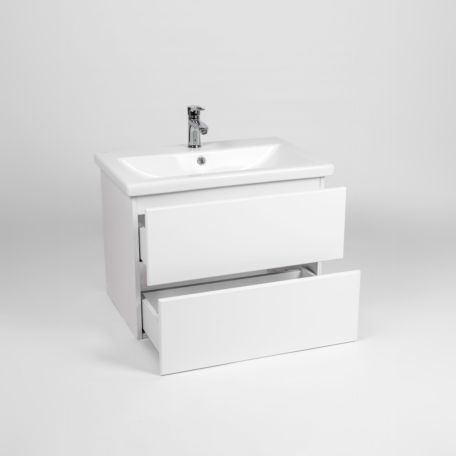 Тумба подвесная Viant София 80 с раковиной Como 80, два ящика, белый