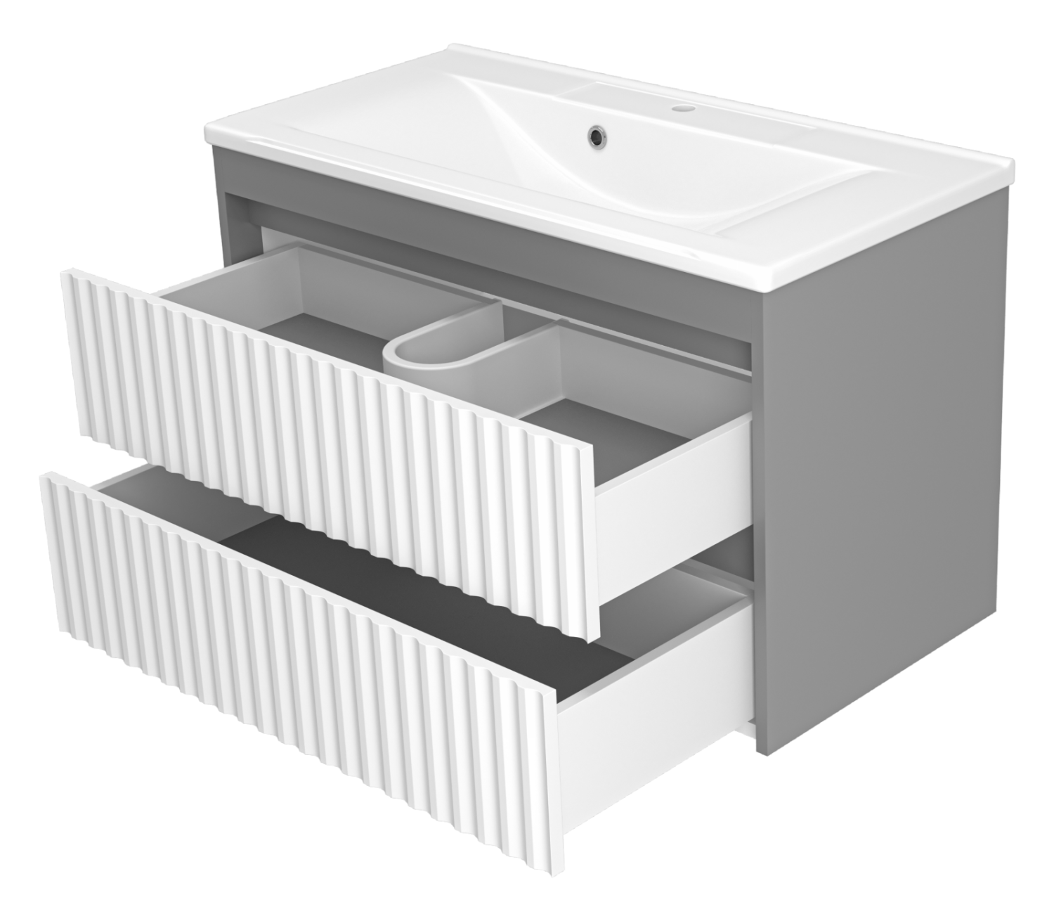 Тумба с раковиной Brevita Balaton 90 подвесная, белый/серый