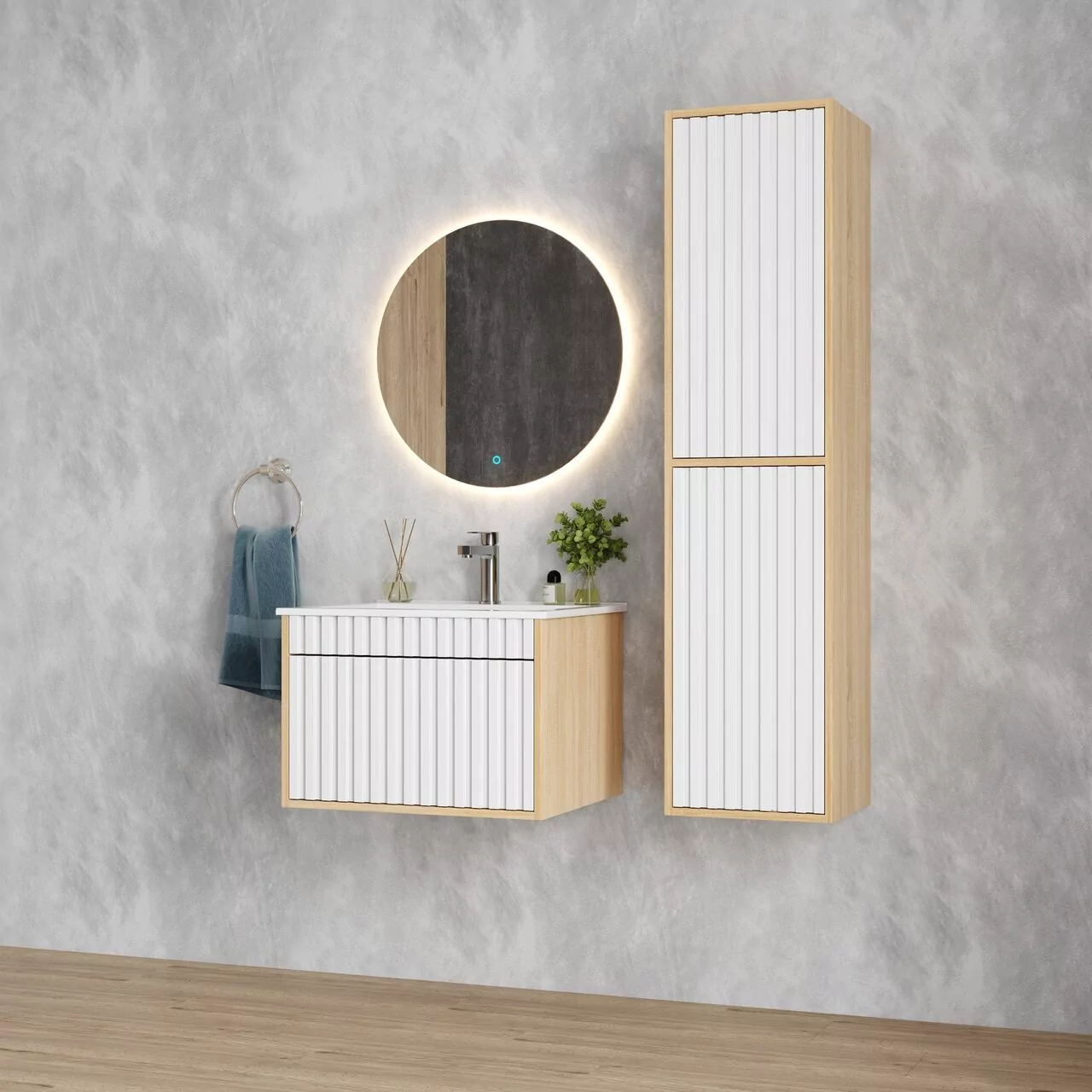 Пенал Onika Дайлер 35 L/R подвесной, белый матовый/дуб сонома