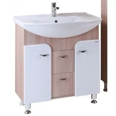 Тумба с раковиной Onika Стиль 75.13 напольная, светлый ясень шимо/белый