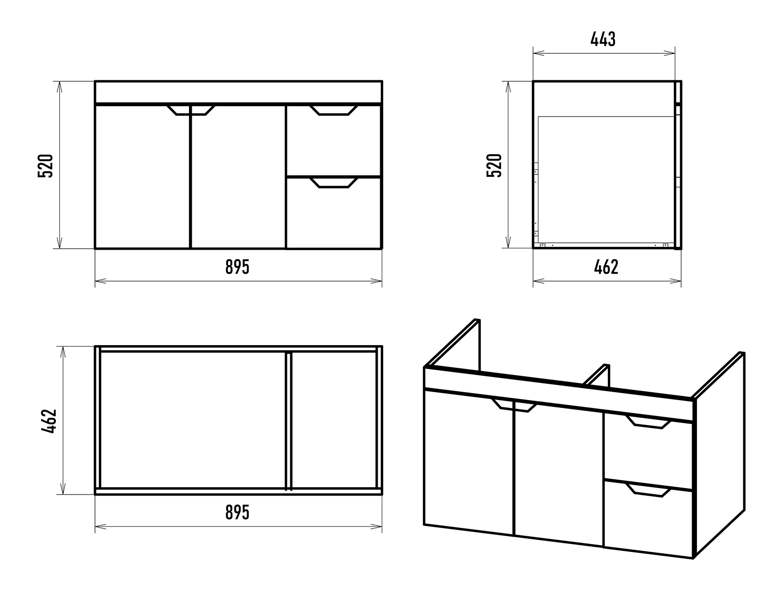 Тумба с раковиной Misty Оптима 90 подвесная, белый