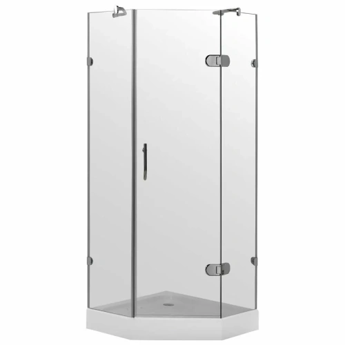 Душевой уголок Timo BY-839 Clean Glass, прозрачный, 90х90, пятиугольный, с низким поддоном, хром от магазина Vanna-Vanna.ru!