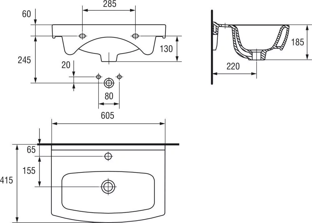 Тумба с раковиной Bellezza Анкона 60 подвесная, белая от магазина Vanna-Vanna.ru!