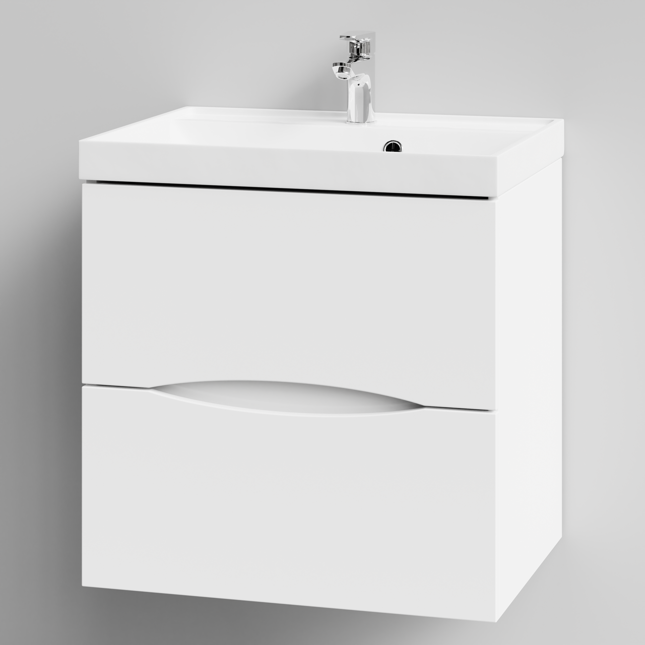 Тумба подвесная Vod-ok Лайт 60 с раковиной Classica 60, белая + 13 цветов