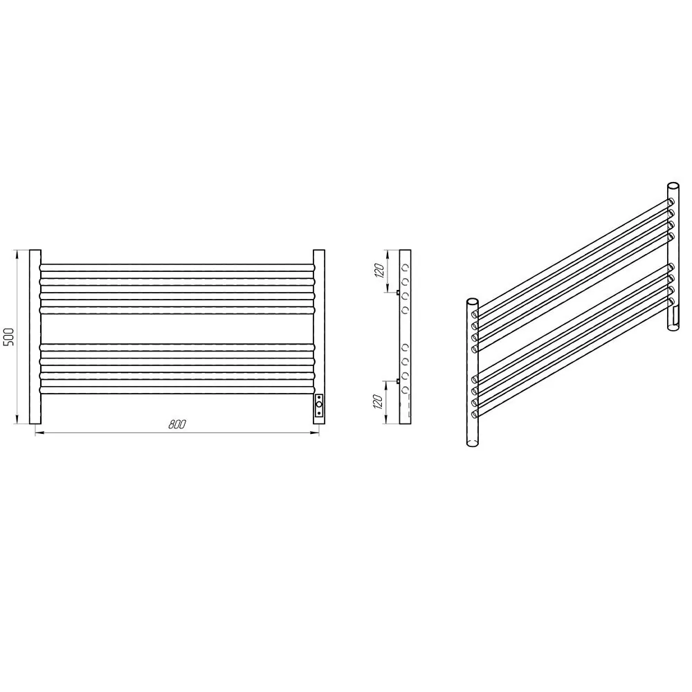 Полотенцесушитель электрический Laris Оливия ЧК8 800х500 правый, черный матовый