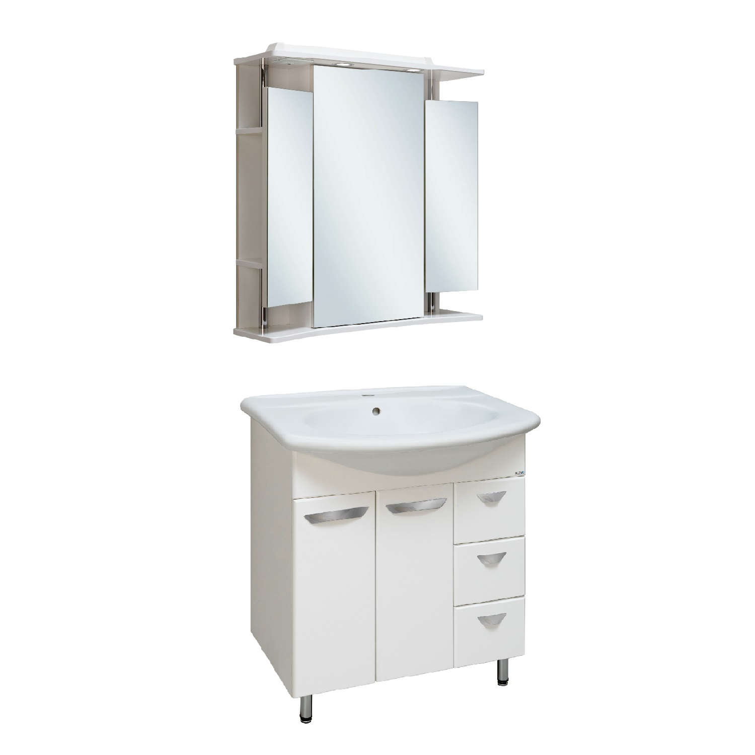 Зеркало с шкафчиком Runo Валенсия 75 R, белый